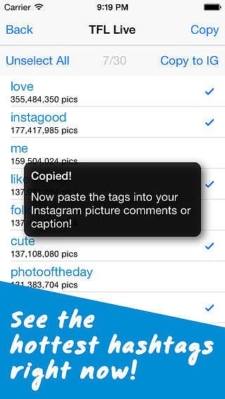 TagsForLikes - Copy and Paste Tags for Instagram - Hashtags Help pour mac