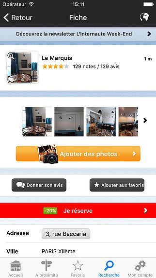 Restaurants : Le guide Restaurant de L'Internaute pour mac