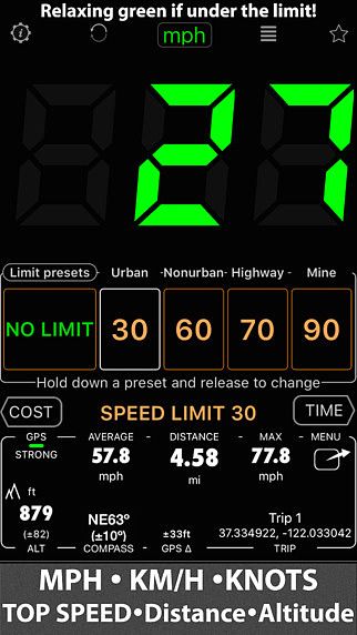 Speedometer - Free - Speed Limit Alert with Map, HUD and GPS Bla pour mac